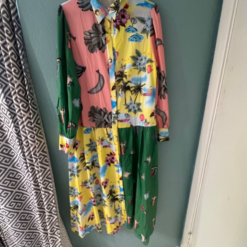 Colorful Floral Button-Up Dress